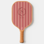 Salmon Stripes Monogram Est Year Preppy Pickleball Pickleball Paddle (Achterkant)