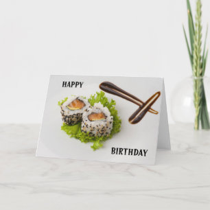 Salmon Sushi Rolls Birthday Card Kaart