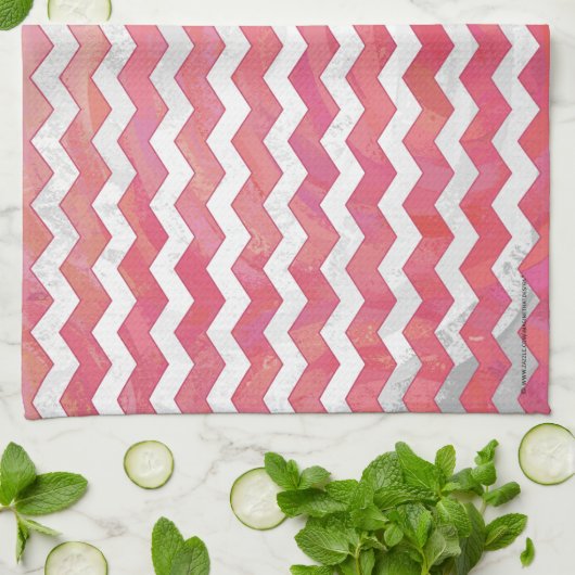 Salmon Swirl Chevron Pattern Theedoek (Gevouwen)