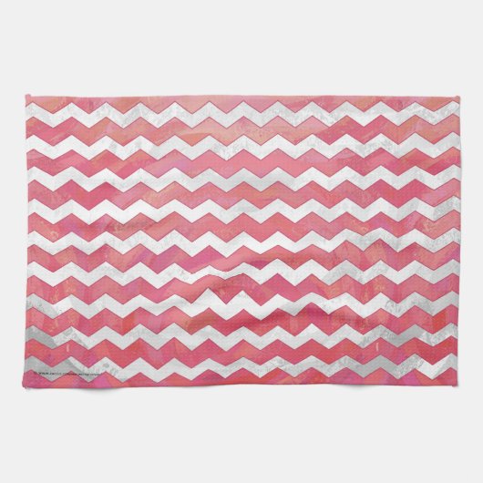 Salmon Swirl Chevron Pattern Theedoek (Horizontaal)