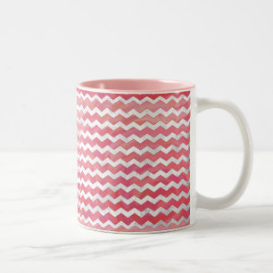 Salmon Swirl Chevron Pattern Tweekleurige Koffiemok