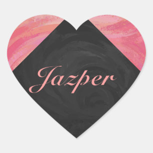 Salmon Swirl Monogram Hart Sticker