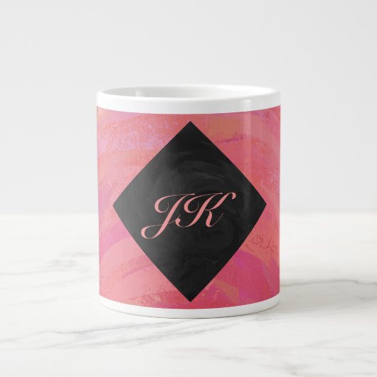 Salmon Swirl Monogram Jumbo Beker (Voorkant)