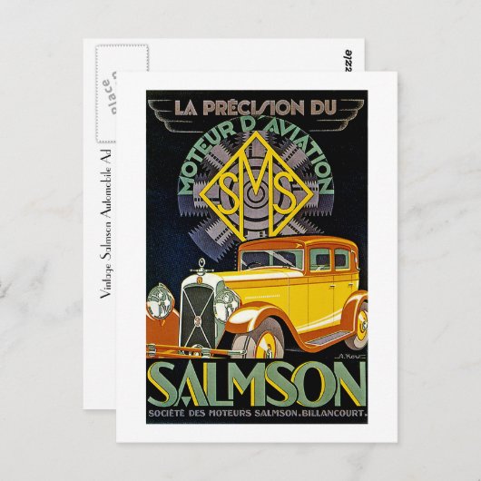 Salmson Automobile Ad Briefkaart (Voorkant / Achterkant)