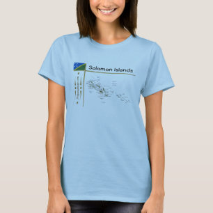 Salomonseilanden Kaart + Vlag + Titel T-Shirt