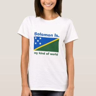 Salomonseilanden Vlag + Landkaart + Tekst T-shirt