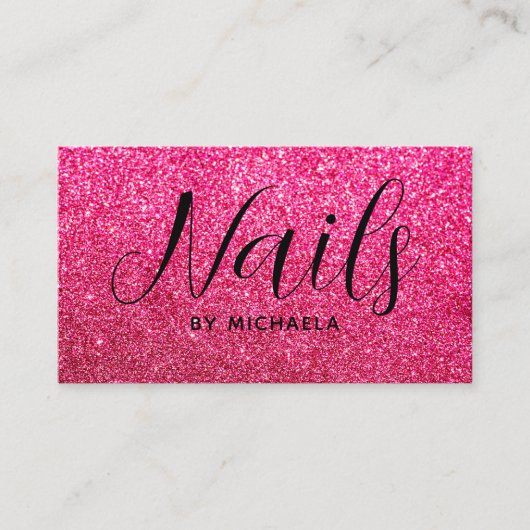 Salon à ongle moderne Carte de visite rose chaud (Devant)