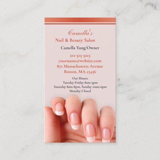 Salon à ongles avec Carte de visite de rendez-vous (Devant)