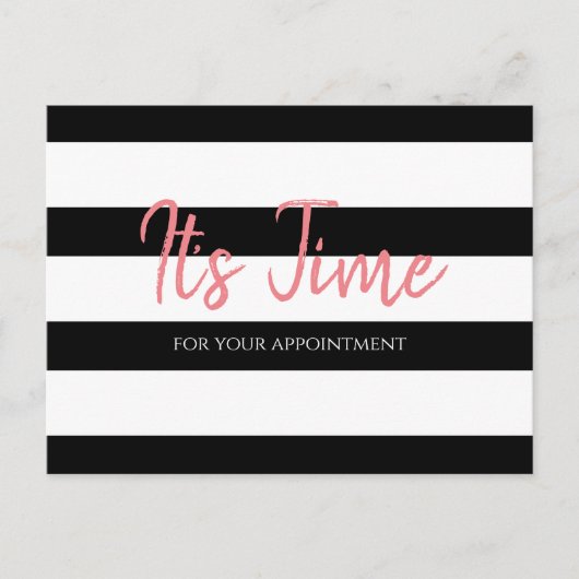 Salon Afspraak Herinnering Trendy Black Stripes Briefkaart (Voorkant)