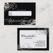 Salon Appointment Card Spa Floral Swirls Black Afsprakenkaartje (Voorkant / Achterkant)