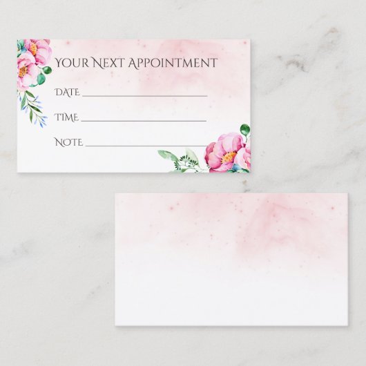 Salon Appointment Herinneringen Waterverf Floral Afsprakenkaartje (Voorkant / Achterkant)