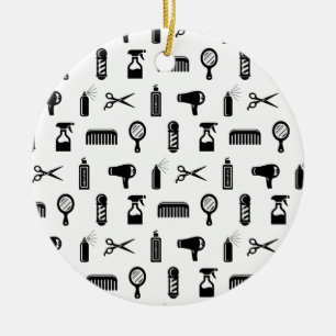 Salon & Barber Hairdresser Pattern CUSTOM BG COLOR Keramisch Ornament