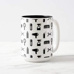 Salon & Barber Hairdresser Pattern CUSTOM COLOR Tweekleurige Koffiemok