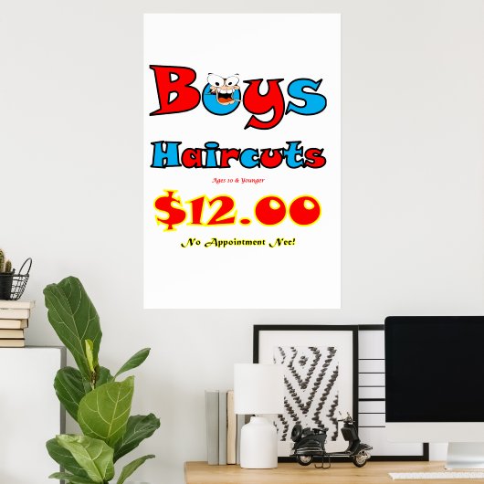 Salon Barbershop Poster Boys Haircuts (Bureau à domicile)