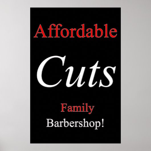 Salon Barbershop Posters Affordable Cuts Family (Devant)