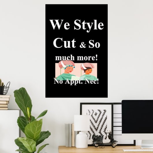 Salon Barbershop Posters Cut Style & Appt. (Thuiskantoor)