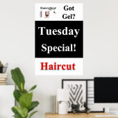 Salon Barbershop Posters Dinsdag speciale Gel (Thuiskantoor)