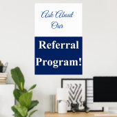 Salon Barbershop Posters Referral Programme Blue (Thuiskantoor)