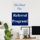 Salon Barbershop Posters Referral Programme Blue (Thuiskantoor)