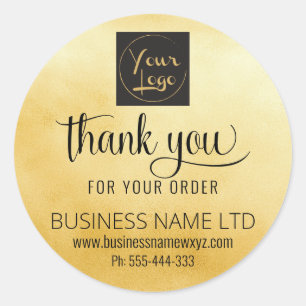 Salon Bedankt Gold Black Voeg je Logo toe Ronde Sticker