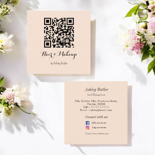 Salon beige QR Code cheveux maquillage Carte de vi