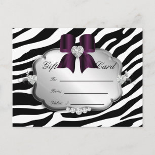Salon Briefkaart Zebra Jewels Bow Eggplant
