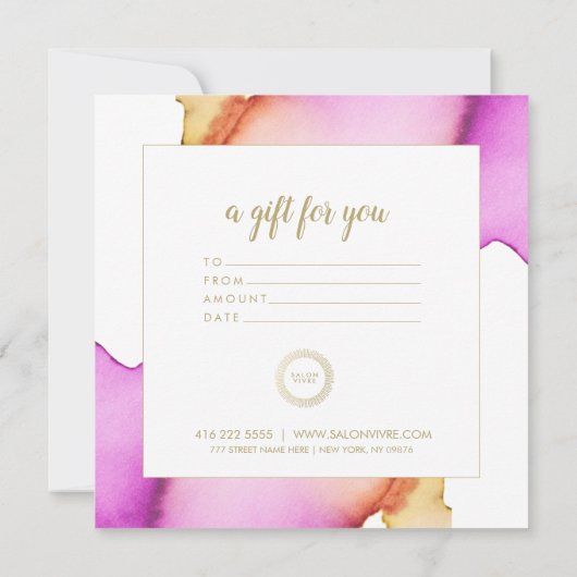 Salon Cadeaubon Modern Minimalistische Waterverf (Achterkant)