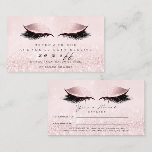 Salon Carte de référence Maquillage rose Princesse (Devant / Derrière)