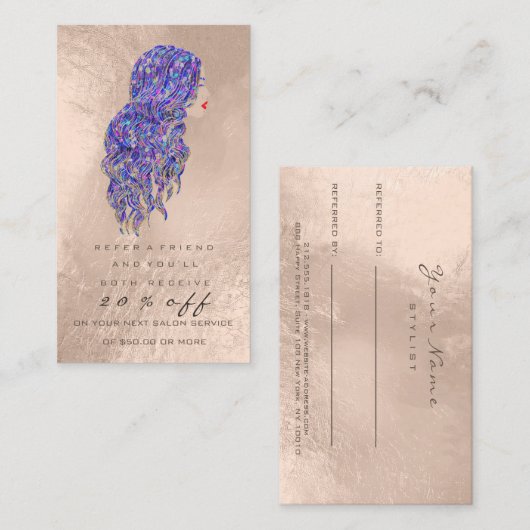 Salon Carte de référence Pearl Maquillage Lash Coi (Devant / Derrière)