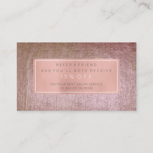 Salon Carte de référence Rose rose or brosse métal (Devant)