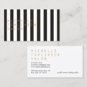 Salon Carte de visite à rayures noir et blanc (Devant / Derrière)
