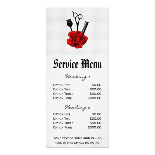 salon chic menu service mod rose rouge ciseaux che (Devant)