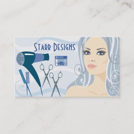 Salon Coiffeur Femme & Outils Carte de visite (Devant)