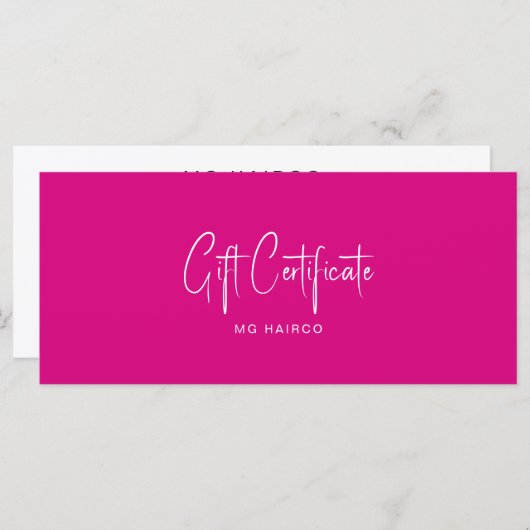 Salon Customer Fuchsia Cadeaubon (Voorkant / Achterkant)