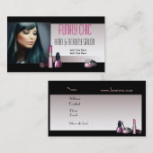 Salon de beauté et de cheveux noirs cartes de visi (Devant / Derrière)