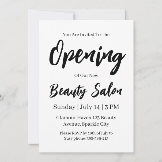 salon de beauté grande ouverture invitation (Dos)