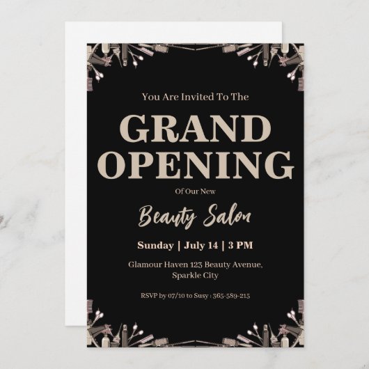 salon de beauté grande ouverture invitation (Devant / Derrière)