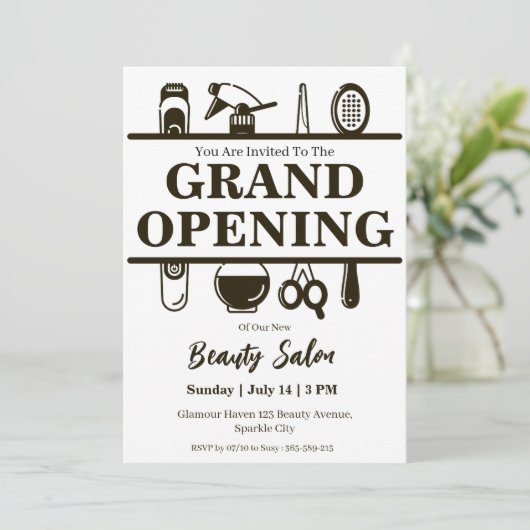 salon de beauté grande ouverture invitation (Debout devant)