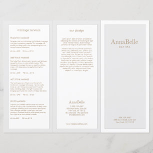 Salon de beauté gris clair Spa Brochure TriFold