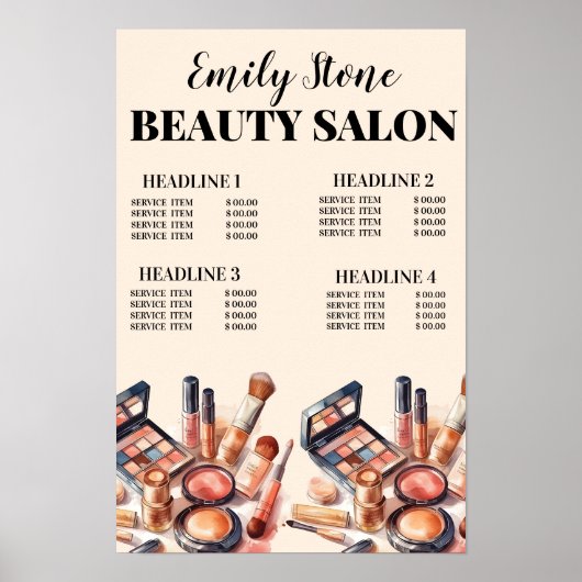 salon de beauté maquillage noir et rose Poster (Devant)