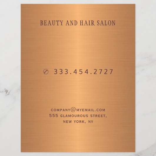 Salon de beauté menu de service moderne prospectus (Dos)