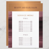 Salon de beauté menu de service moderne prospectus (Devant / Derrière)