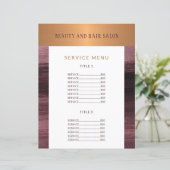 Salon de beauté menu de service moderne prospectus (Debout devant)