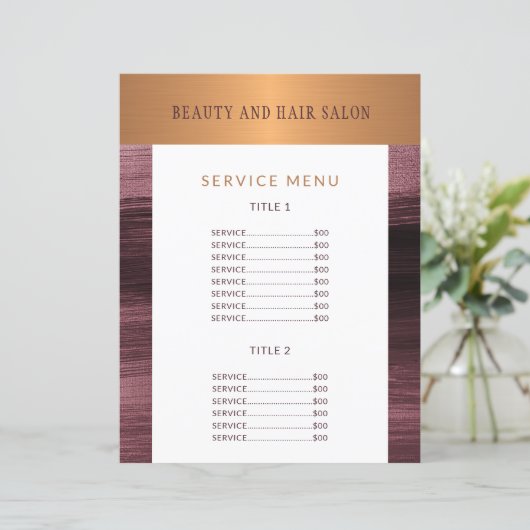 Salon de beauté menu de service moderne prospectus (Debout devant)