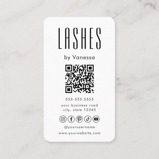 Salon de Beauté Moderne Lashes Qr Code Carte de vi (Dos)