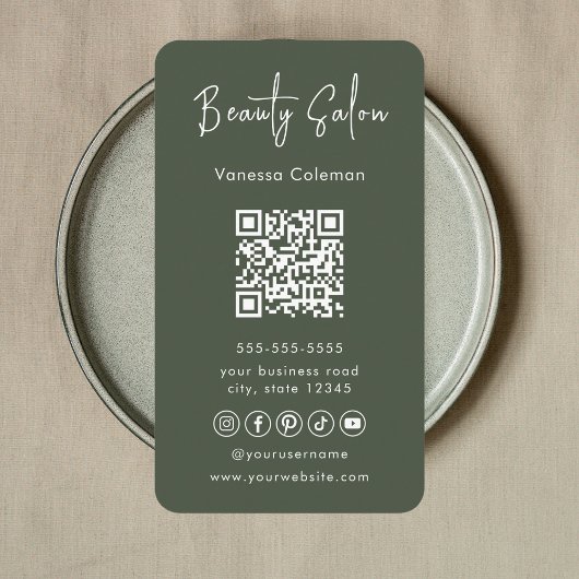 Salon de beauté moderne minimal Qr Code Carte de v