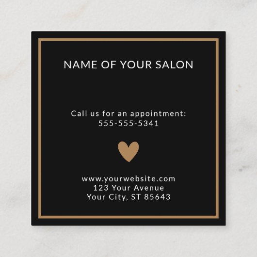 Salon de beauté simple et élégant Coupon en or noi (Dos)