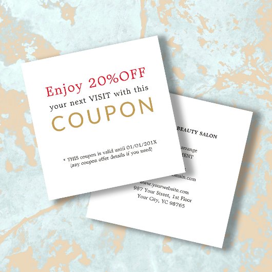 Salon de beauté simple moderne Coupon rabais