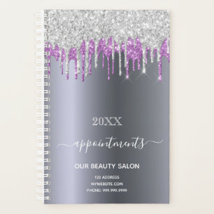 Salon de beauté violet parties scintillant argent