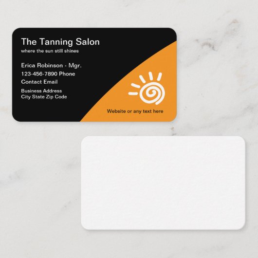 Salon de bronzage Carte de visite moderne (Devant / Derrière)